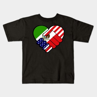 Mexico Flag USA Flag Handshake Kids T-Shirt